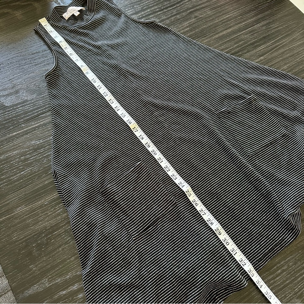 Philosophy Sleeveless Handkerchief High Mock Neck Dress Striped Black/White, S - Picture 10 of 11